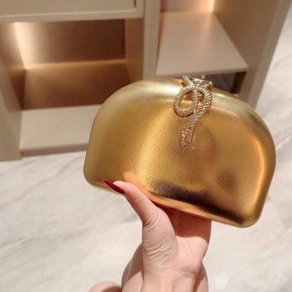 Gold Clutch with Snake Accent